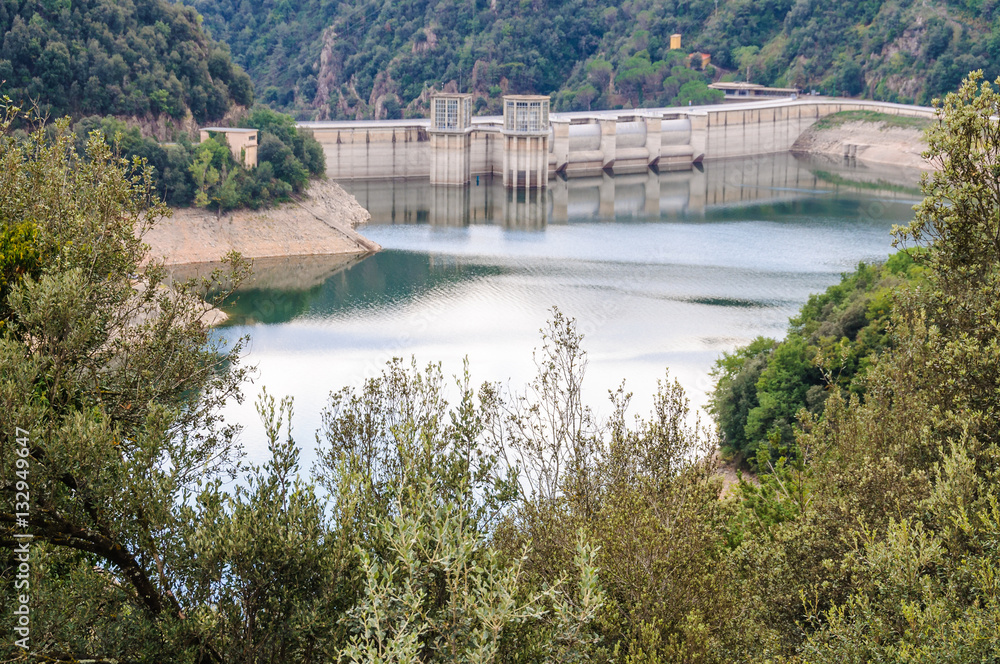 Dam in the Sau Reservoir, Catalonia, Spain