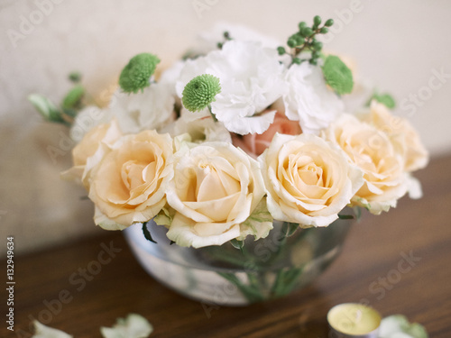 Wedding decor bouquet of roses flowers.