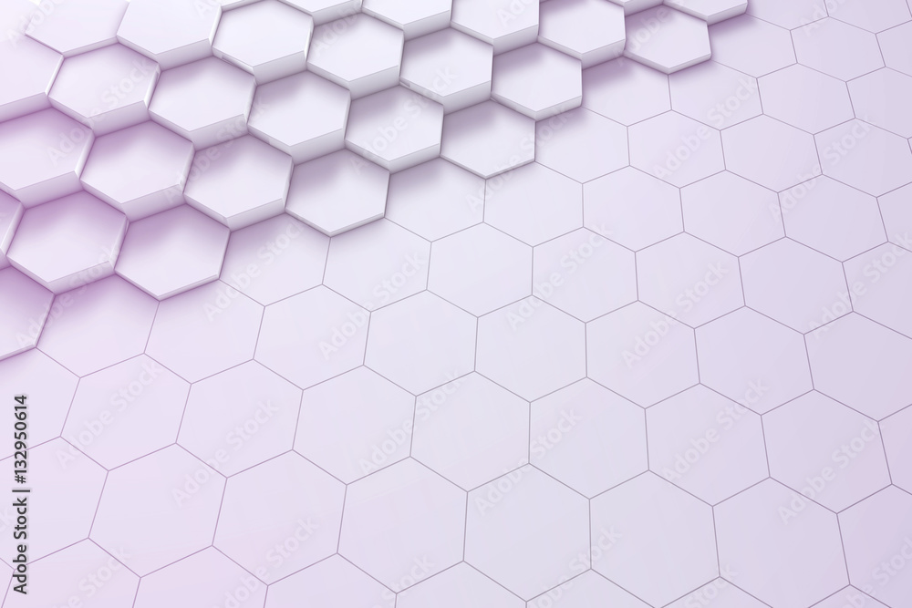 Fototapeta premium Geometric hexagon pattern background. 3D rendering