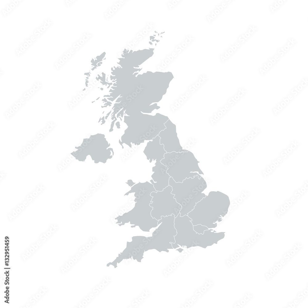 Obraz premium United Kingdom UK Regions Map