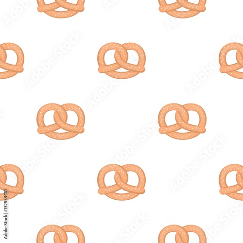 Pretzel icon in cartoon style isolated on white background. Oktoberfest pattern stock vector illustration.