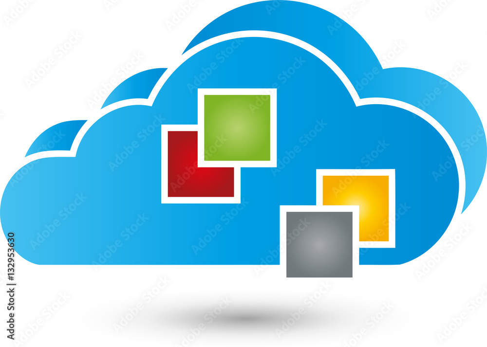 Wolke und Rechtecke, Cloud computing, Daten, Big Data Wolke und Rechtecke, Cloud computing, Daten, Big Data