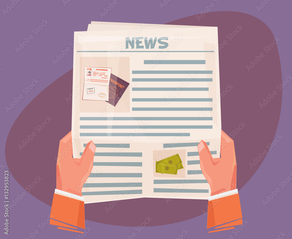 Business man hands holding newspaper with news Business man hands holding newspaper with news
