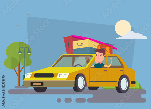 Car with driver and luggage