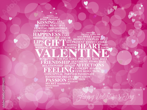 Heart made from love words on beautiful background