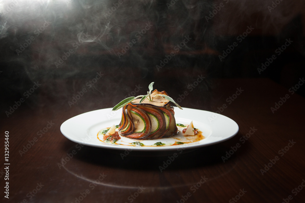 Vegetable Ratatouille, serving with smoke
