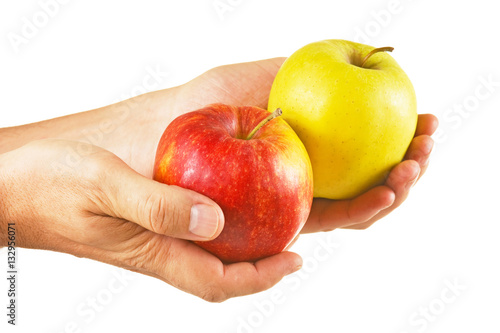 two apples in the hands