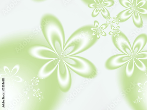 The composition of delicate green flowers on a white background