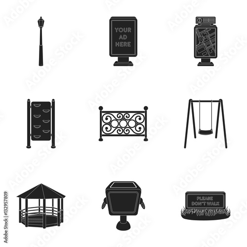 Park set icons in black style. Big collection of park vector symbol stock illustration