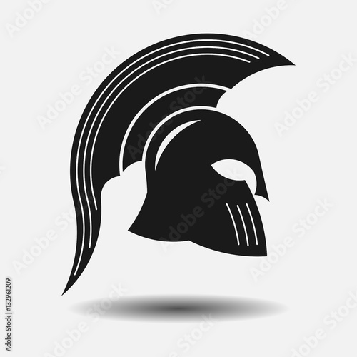 icon spartan helmet, silhouette greek warrior, gladiator