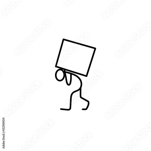 Cartoon icon of sketch stick figure in cute miniature scenes.