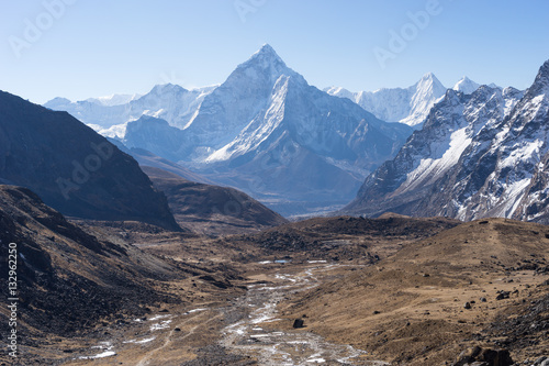 Landscape of Ama Dablam mountain peak, Everest region, Nepal