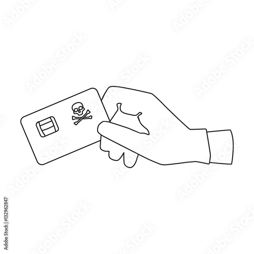 Credit card fraud icon in outline style isolated on white background. Hackers and hacking symbol stock vector illustration.