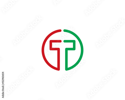 Initial Letter T Connect Line Logo Design Element