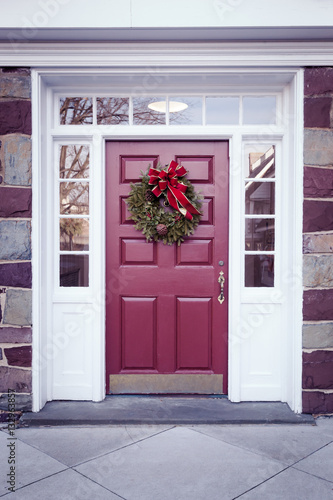 Door with Christmas Wreath photo