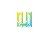 Initial Letter U Maze Logo Design Element