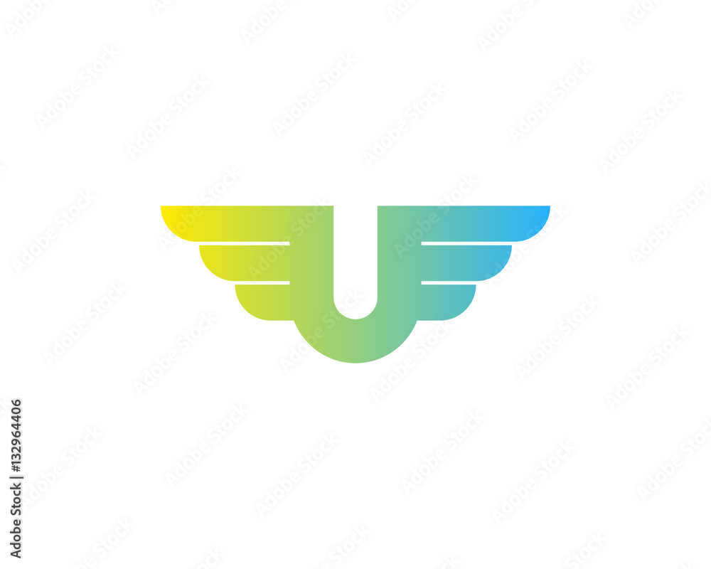 Initial Letter U Wing Logo Design Element Initial Letter U Wing Logo Design Element