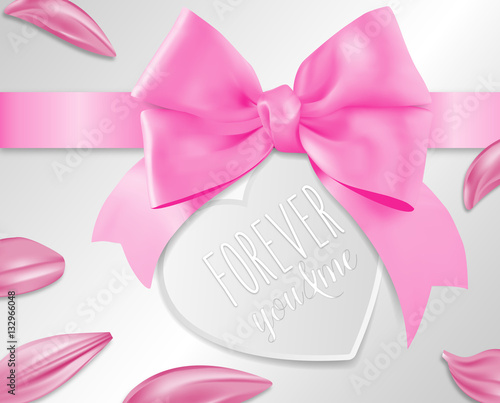 Valentine's day gift card with pink bow