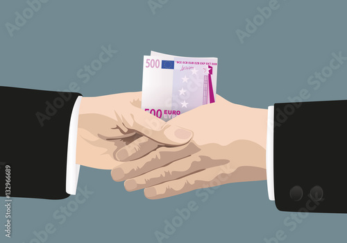Corruption - billet de banque - poignée de main