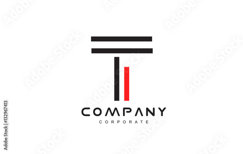 Alphabet letter line t logo icon design