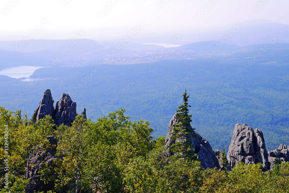 The views of the national Park and beautiful mountains. National Park Taganay, Chelyabinsk oblast, Russia.