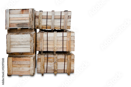 Wood Pallets - crates for transportation  - Strong cargo security     isolated - white background - copy space 