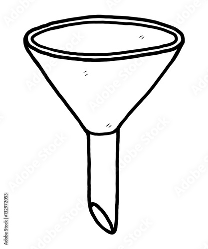 funnel / cartoon vector and illustration, black and white, hand drawn, sketch style, isolated on white background.