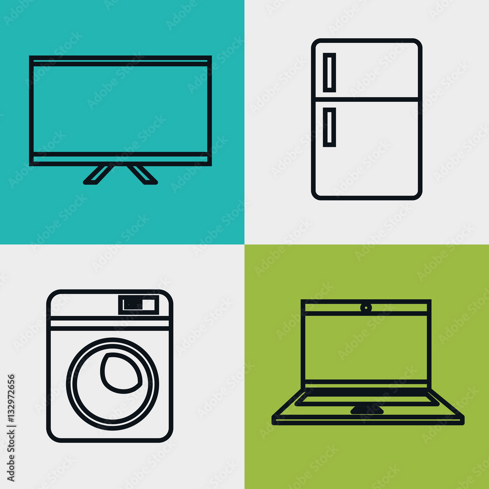 set home appliances icons vector illustration design