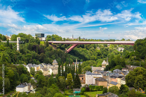 Modern Red bridge in Luxembourg