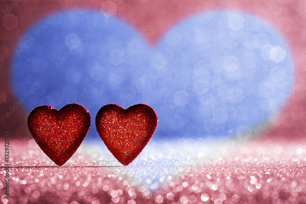 Valentine's Day red hearts glitter