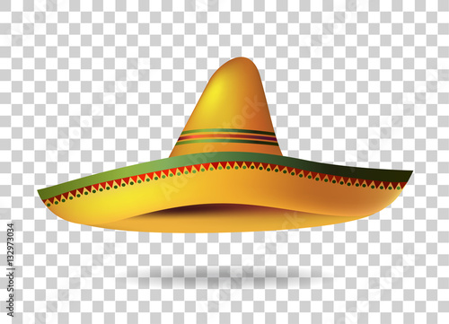 Mexican Sombrero Hat transparent background. Mexico. Vector illustration photo