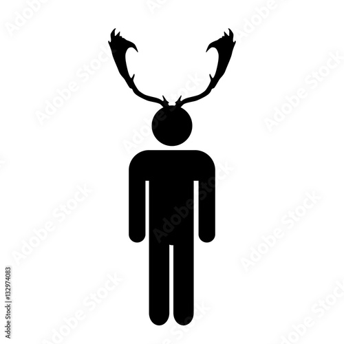 cuckold man with antlers black simple icon eps10