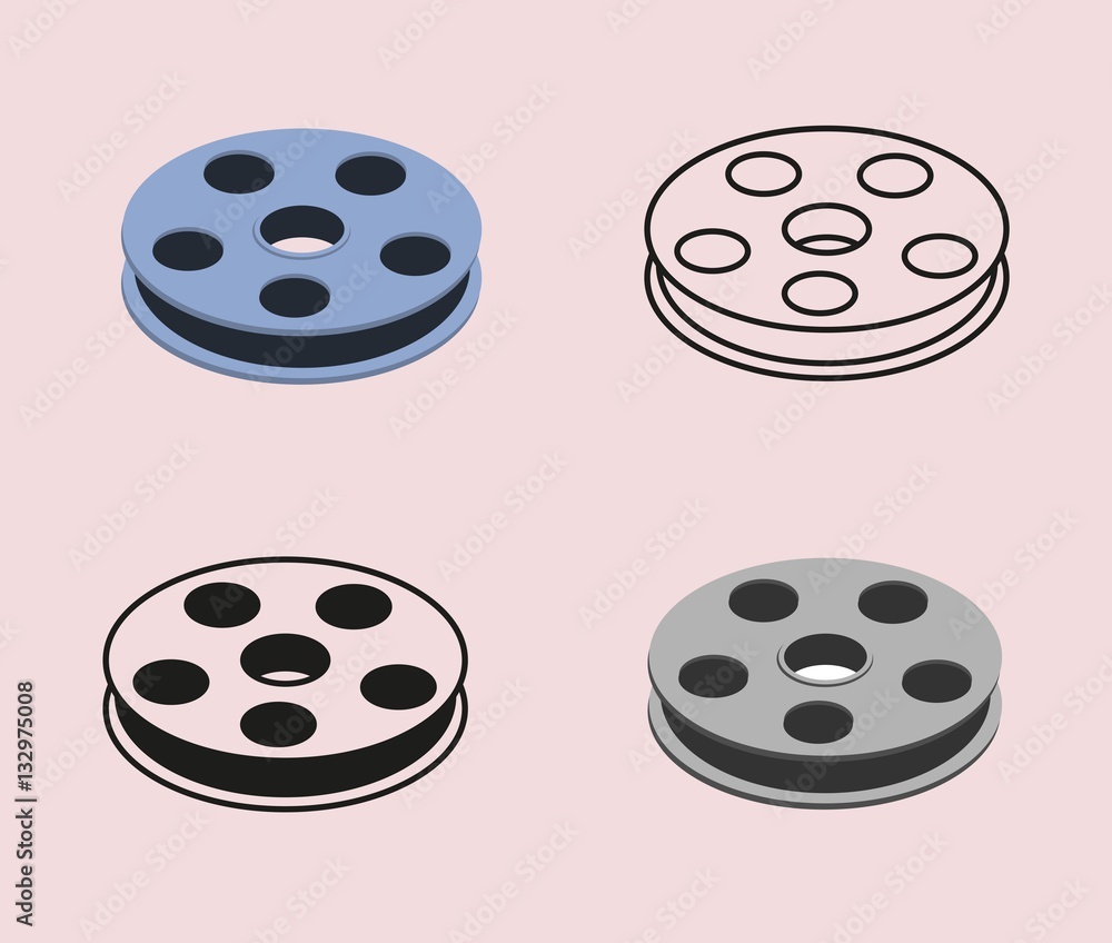 Movie icon set with roll of film Movie icon set with roll of film