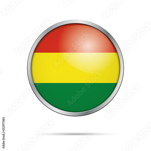Free Download Vector Bolivian flag Button. Bolivia flag in glass button style with metal frame - GFXLoad
