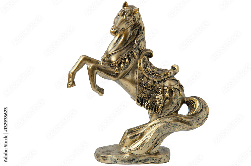 A statue of a bronze horse isolated on white background A statue of a bronze horse isolated on white background
