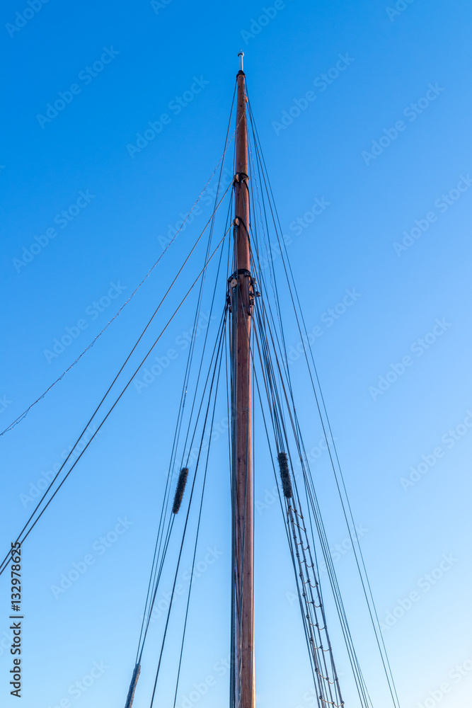 mast sailing yacht in the background of blue sky mast sailing yacht in the background of blue sky