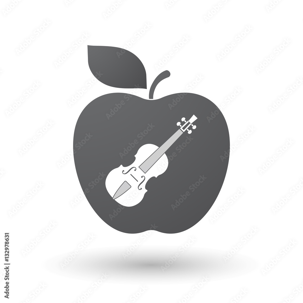 Isolated apple with  a violin