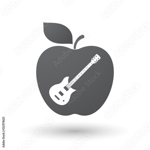 Isolated apple with  an electric guitar