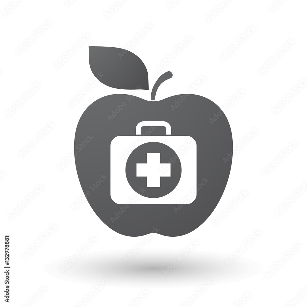 Isolated apple with a first aid kit icon Isolated apple with a first aid kit icon