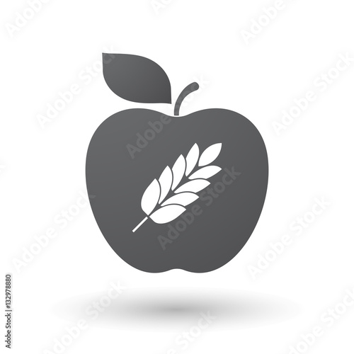 Isolated apple with  a wheat plant icon