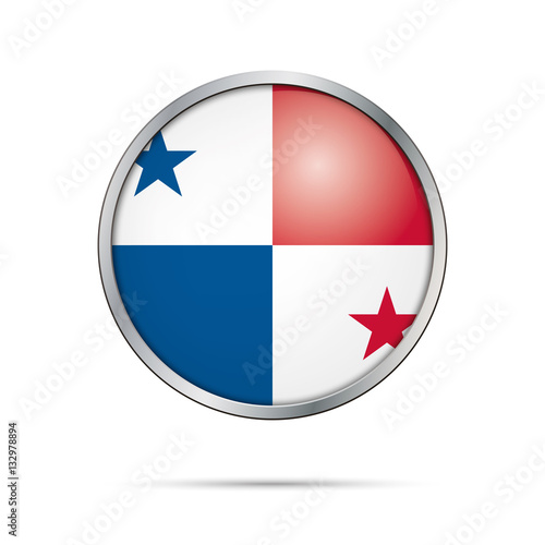 Vector Panamese flag button. Panama flag inglass button style with metal frame Free Download Vector Panamese flag button. Panama flag inglass button style with metal frame - GFXLoad