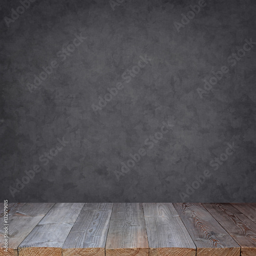 Fototapeta Naklejka Na Ścianę i Meble -  Empty wooden table against a grey wall.