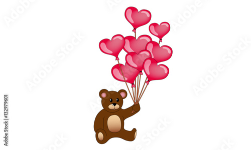 Teddybär mit Herzluftballons