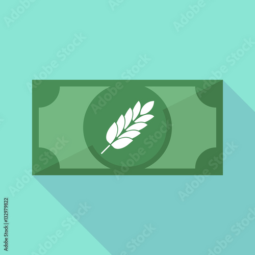 Long shadow bank note with  a wheat plant icon