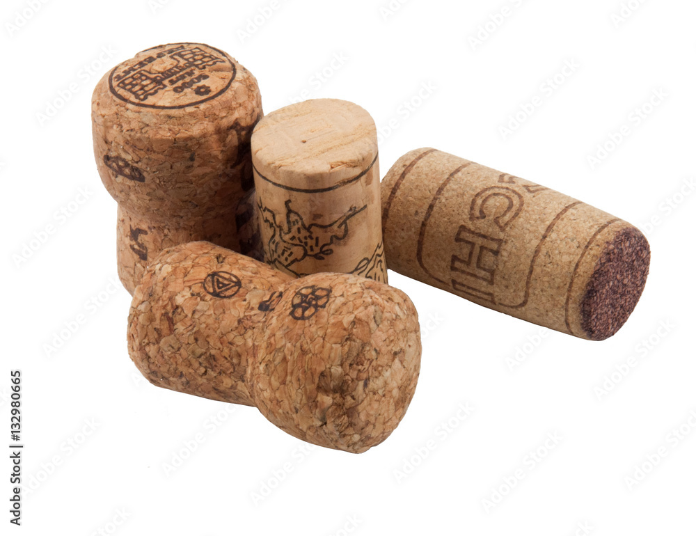 the cork from the wine isolated on white background