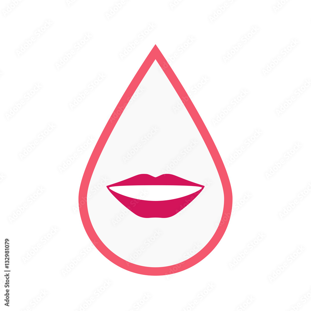 Isolated blood drop with a female mouth smiling Isolated blood drop with a female mouth smiling