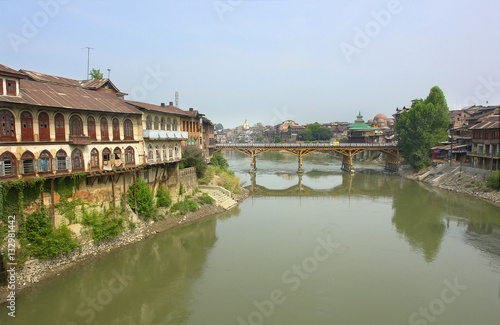 Indian city Srinagar on the banks of the Jhelum River in the province of Kashmir