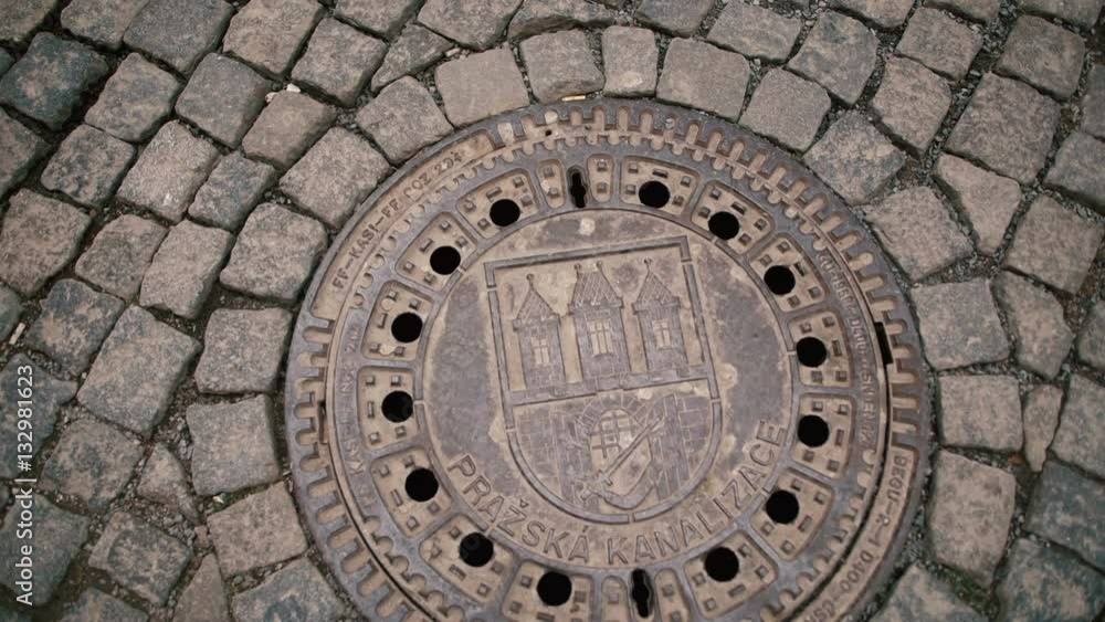 Very beautiful and unusual manhole in Prague. Very beautiful and unusual manhole in Prague.