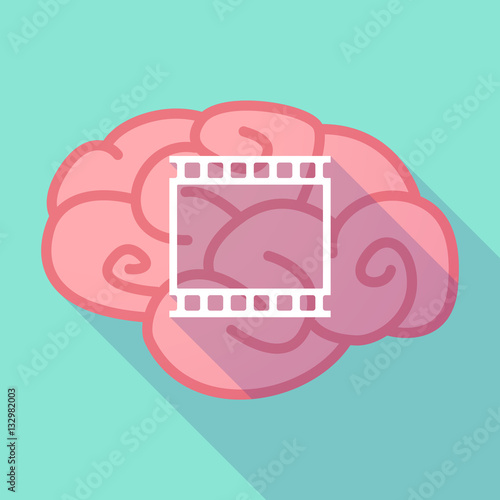 Long shadow brain with   a photographic 35mm film strip