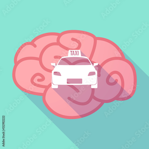 Long shadow brain with  a taxi icon